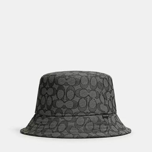 NWT COACH Unisex Signature Jacquard Bucket Hat CH401 Charcoal xs/s - Picture 1 of 9